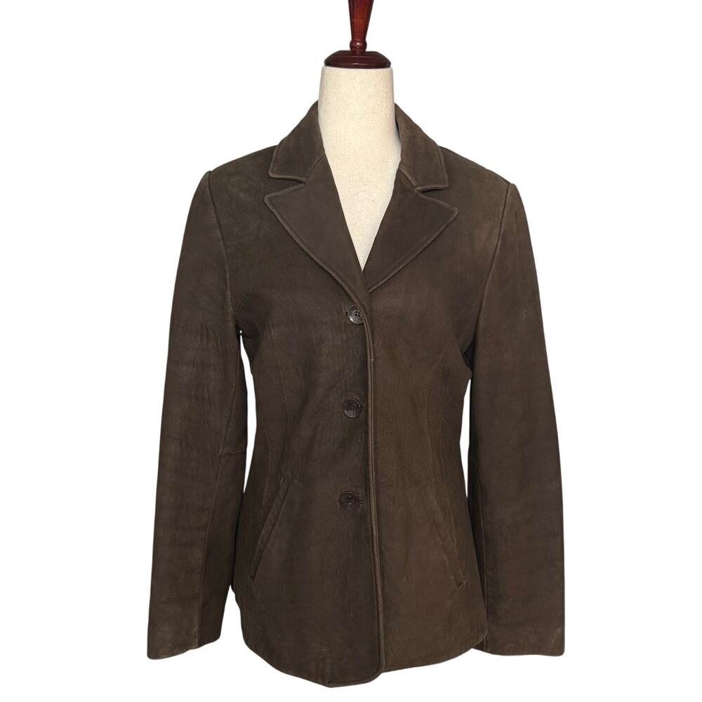 Wilsons Leather Button Front Leather Jacket Womens M Brown Boho‎ Western Retro